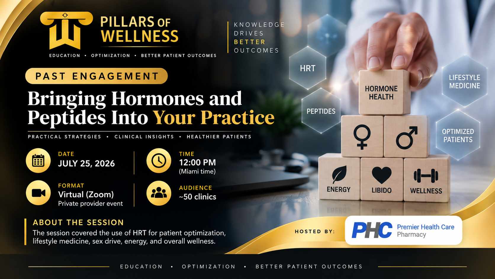 Dr. Matt Chalmers teaching clinicians about hormones and peptides