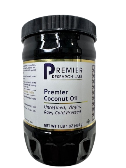 Premier Research Labs Premier Coconut Oil 1 lb 1 oz jar front label