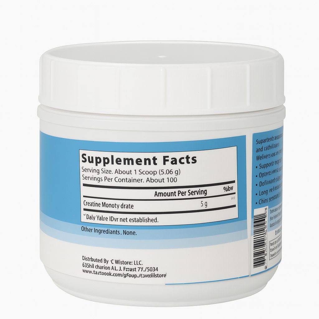 Superior Creatine Powder – 17.81 oz supplement facts label - Pillars of Wellness