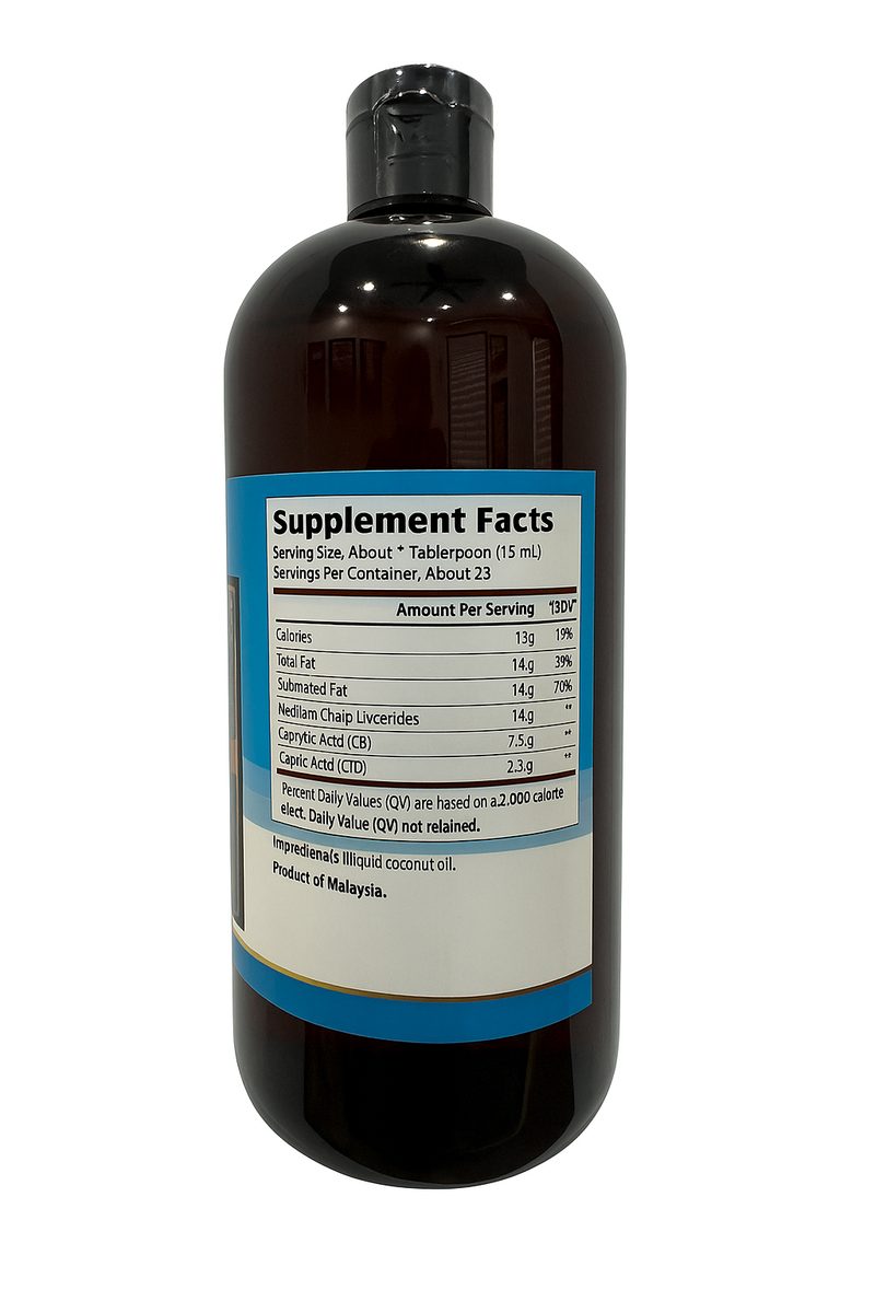 Superior MCT Oil – 32 fl oz supplement facts label - Pillars of Wellness